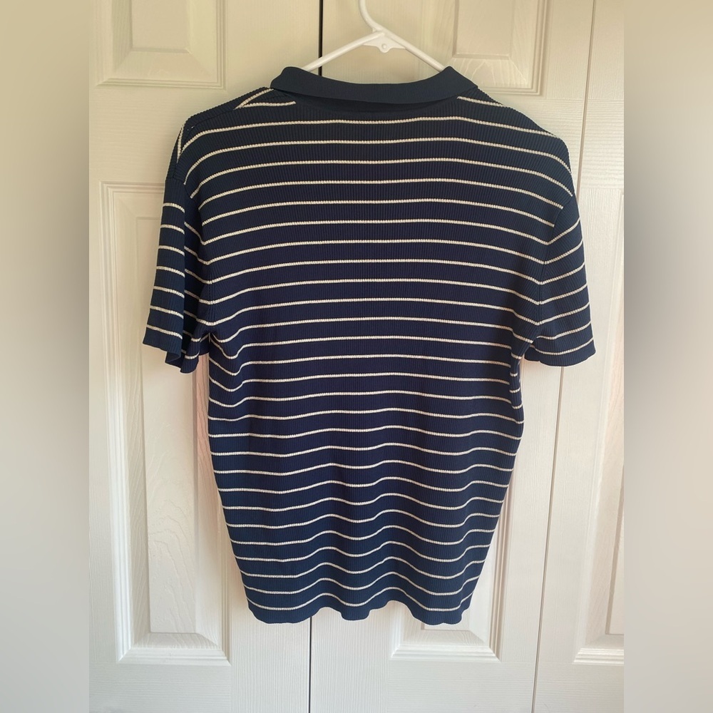 Airtzia Little Moon Verbena Navy Striped Polo Knit Shirt Relaxed Fit - Picture 3 of 7